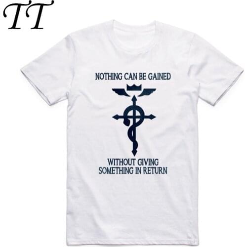 Asian Size Men Print Full Metal Fullmetal Alchemist T-shirt Summer O-Neck Short Sleeve Steel Edward Alphonse T-shirt HCP4082