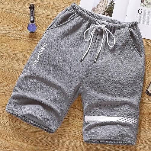 Men Summer 2021 New Knee Length Loose Stitching Color Shorts Size Ripped Elastic Waist Drawstring Shorts