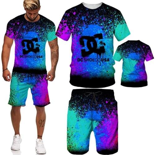2 Sets Of Mens Casual Oversized T-shirt + Shorts 3d Printing Mens Suit Outdoor Sportswear Fitness Jogging Mens Clothing