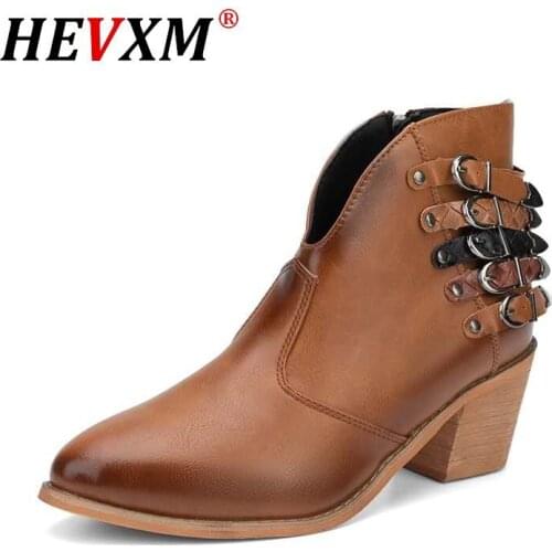 2020 New Ankle Boots For Women Low Heel Style Winter Boots Fashion Women Boots Women PU Leather Thick Fur Boots