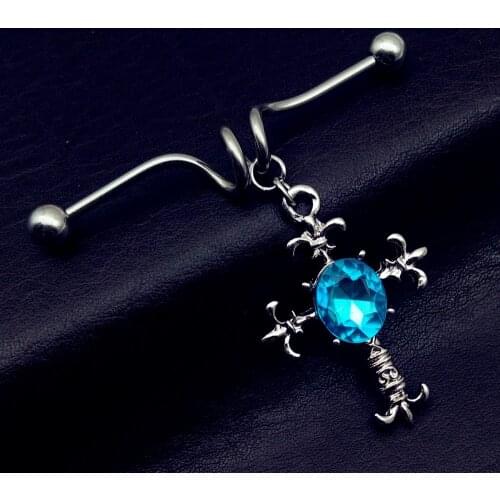 New arrival pink scaffold barbells 1 Pair surgical Stainless Steel big cross dangle industrial barbell piercing