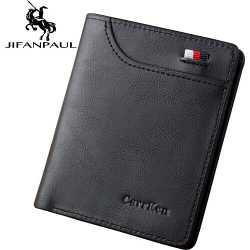 JIFANPAUL New Mens Wallet Short Retro Oil Leather Slim Wallet Wallet Europe and America Wallet Man