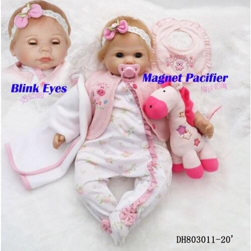 Adorable bebes reborn blinking eyes dolls 50cm silicone reborn baby dolls toys gift with giraffe pacifier oyuncak bebek boneca