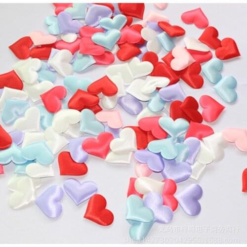 Romantic! 100Pcs Colorful Fabric Heart 2.8cm*3.8cm Wedding Party Confetti Table Decoration birthday party Decoration Supplies