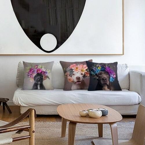 Dog Series Cushion Cover Flower Power Cushion Cover For Home Decor Sofa Decorative Pillows Nordic Soft Kussenhoes
