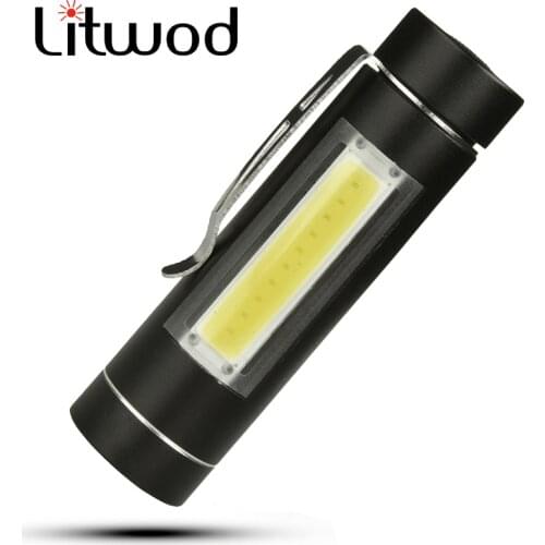 Litwod Z20 LED MINI Flashlight 1516 LED COB Waterproof Aluminum 1 Mode Torch use 14500 or AA Battery For Camping working lantern