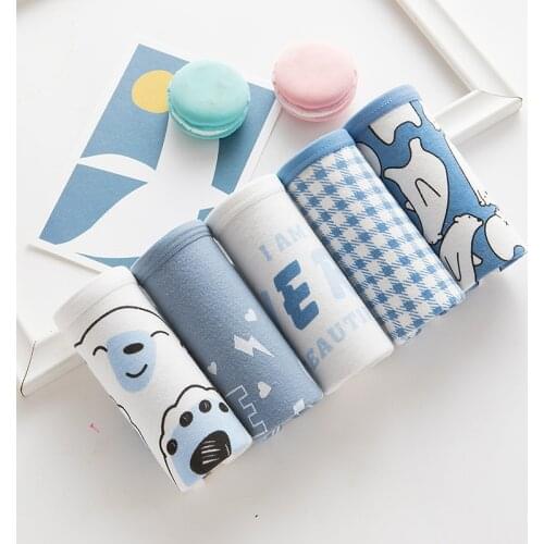 3Pcs Cotton Womens Underwear Comfortable Seamless Cartoon Polar bear Underpants Panties Solid Lingerie Mid Waist Girls Briefs