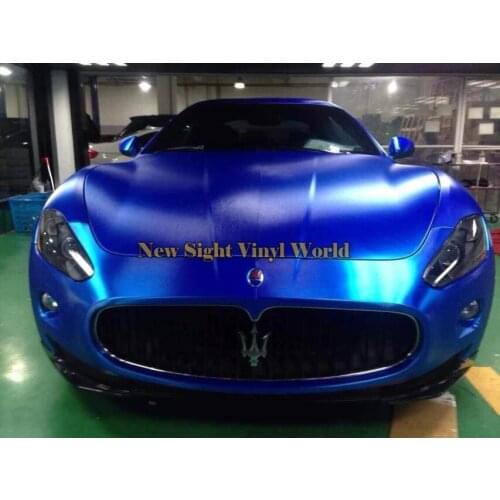 High Quality Matt Brushed Chrome Blue Car Vinyl Film Bubble Free For Car Wrapping Size:1.52*20M/Roll