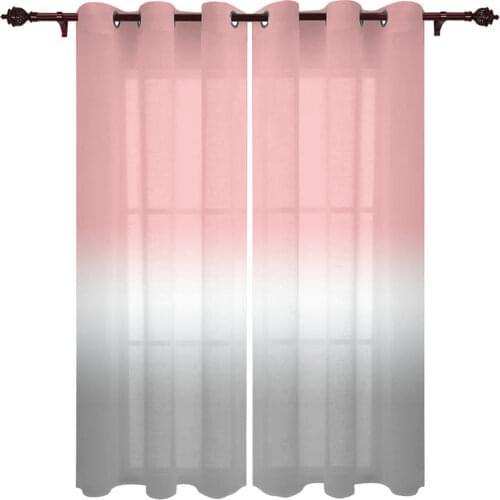 French Window Curtains Pink Gray Gradient Pop Living Dining Room Kids Bedroom Screens Modern Luxury Home Decor Valance Curtains