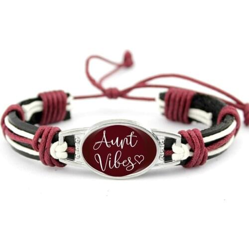 Proud Aunt Bracelet Glass Cabochon Genuine Leather Bracelets Women Jewelry Best Gift for Aunt Dropshipping