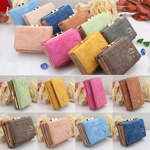 HOT SALES 2021 Women Umbrella Faux Leather Coin Purse Clutch Card Holder Short Trifold Wallet