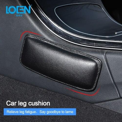 LOEN Black Car Leg Pad Knee Support Door Control Soft Leather Breathable Foot Cushion Relieve Fatigue Interior Protect 1pcs