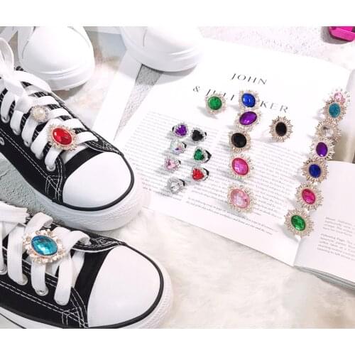 1PCS Shiny Rhinestones Buckle Shoelaces Decoration Shoes Accessories Pearl Love Shiny Rhinestones Kids Women shoe charms design