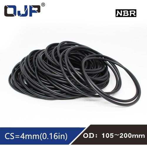 1PC Rubber Ring Black NBR Sealing ORing CS4mm OD105/180/200mm Seal NBR Oil Resistant Sealing Gasket ORing Sealing Nitrile Washer