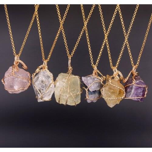 6pcs Women Fashion Jewelry Necklace Natural Amethysts Stone Quartz Pendant Necklaces Crystal Pendulum For Wholesale Dropshipping