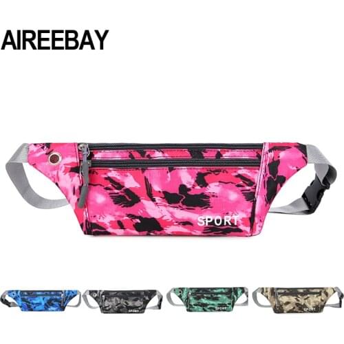 AIREEBAY Waist Bum Bag Women Fanny Pack Belt Money For Running Jogging Cycling Phones Sport Running Waterproof Waist Bag