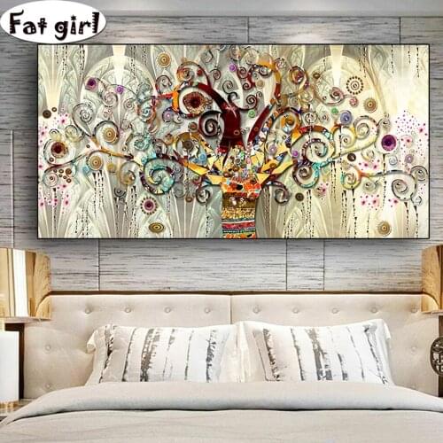 Diamond painting 5D diy round square Fortune Tree Abstract Oil Painting embroidery diamond for Living Room