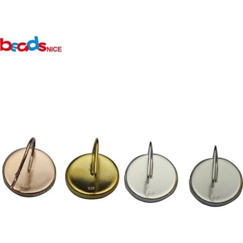 Beadsnice 925 Sterling Silver French Earring Hooking Blank Tray Fit Round Cabochon ID28858