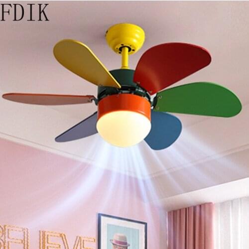 Colorful LED Pendant Light Fan Hanging Lamp for Childrens Room Restaurant Home Decor Luminaire Suspension Lamp Lighting Fixture