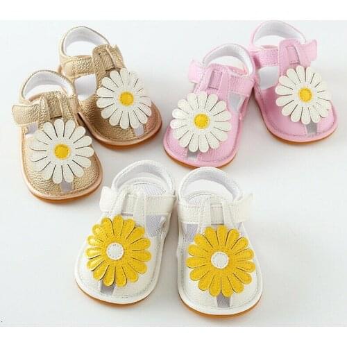 Baby Anti-Slip Soft Sole Leather Shoes Toddler Girl Newborn Moccasin Sandals Sunflower Summer Shoes