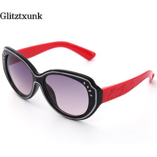Glitztxunk 2018 New Fashion Cat Eye Childrens Sunglasses for Girls Boys Kids Sunglass High Quality Babys Goggle Eyewear