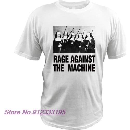 EU Size 100% Cotton T Shirt Rage Against The Machine Nuns with Guns Rap-Metal Band TShirts Breathable Fitness Crew Neck Tops