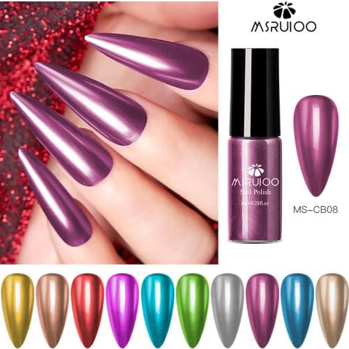 MSRUIOO 8ml Mirror Metallic Nail Gel Polish Natural Dry Mirror Effect Rose Gold Semi Permanent Hybrid Nail Art Manicure Varnish