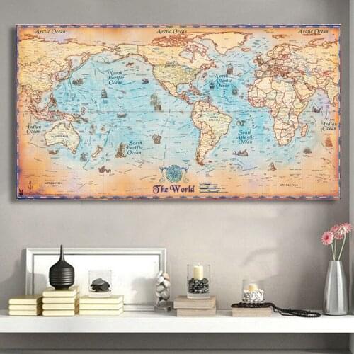 Map Of The World With Animals Ocean Nursery Wall Art Canvas Painting Nordic Posters And Prints Wall Pictures For Kids Room Décor