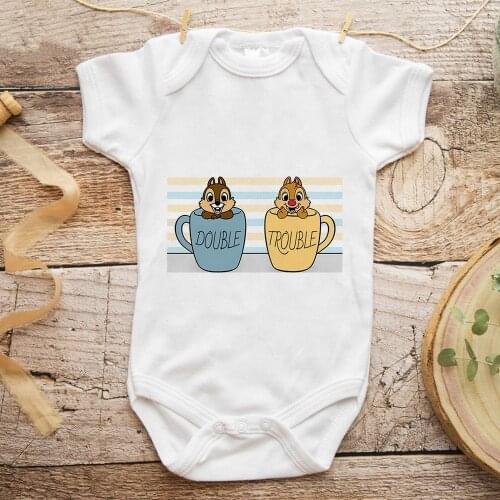 Baby Jumpsuit Cartoon Chip and Dale DOUBLE TROUBLE Graphic Infant Romper Casual Toddler Clothes Harajuku Newborn Bodysuits