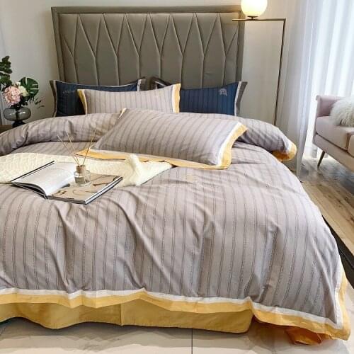 Bedding Set 100 Pieces of Pure Cotton Household Duvet Cover Sheet Four-piece Modern Simple and Light Luxury Double Bed Supplies