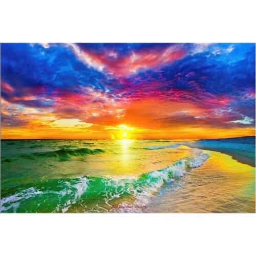 Sunset and Beautiful Ocean - Counted Cross Stitch Kits - Xstitch DIY Handmade Needlework for Embroidery 14 ct Cross Stitch Sets