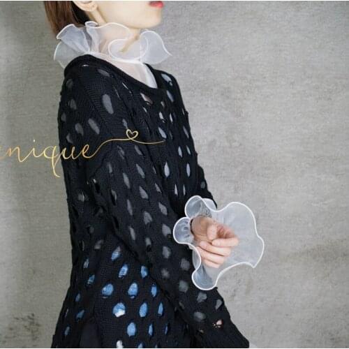 Exaggerated oversized bow, pure cotton, white, lapel, lotus Elegant Beaded Lace Fake Collar Cotton White Detachable Collar Fake