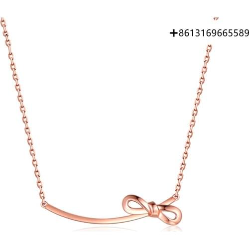 Fashion Ink Series S925 Silver Smiling Bow Necklace Ladies Collarbone Chain