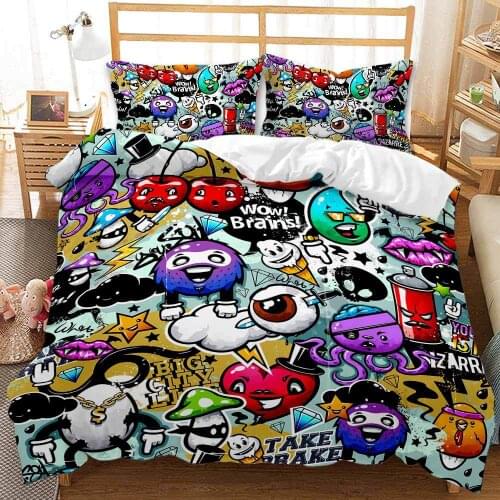 Punk hippies fashion kids duvet cover set king queen double full twin single size bed linen set