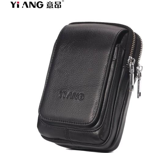 Real cowhide Mens Mobile CellPhone Pouch Coins Pocket Genuine leather Waist Belly Belt Bag Hip Key Cards Holder Money Purse New