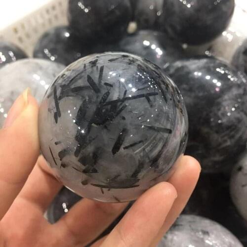 Natural Black Tourmaline Sphere Quartz crystal ball reiki Healing Specimen Home decor