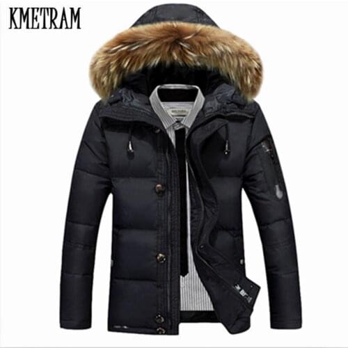 KMETRAM 2020 New Thick Down Jacket Men Warm Jacket With Fur Collar Mens Parka Pluma Hombre Plus Size Mens Winter Jacket HH331