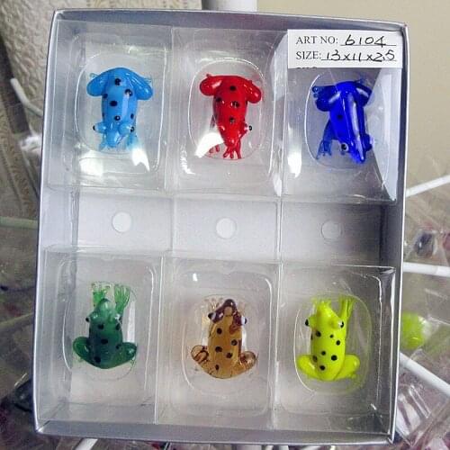 Custom Murano glass art Figurines miniature frog aquarium decorations hand blown Colorful glass cartoon animal ornaments pendant