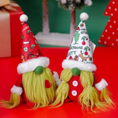 Christmas Decoration Green Doll Christmas Thief Green Fur Monster Fabric Ornament Decoration Props