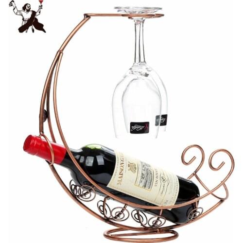 Special Copper Plated Metal Wine Rack Hanging Wine Glass Holder Pirate Ship Shape Bar Wine Holder Home Decor Bar Supplies