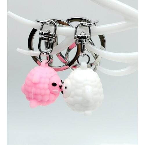 Cute Cartoon Animal Keyring Sheep Rubber Doll Key Chain For Couple Women Boyfriend Girl Gift Jewelry Key Bag Trinket Keychain