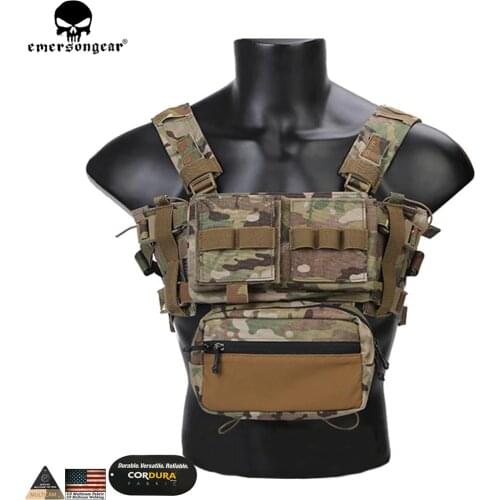 EMERSONGEAR Tactical Chest Rig Micro Fight Chissis MK3 Chest Rig Airsoft Hunting Combat Vest with 5.56 Mag Pouch Multicam