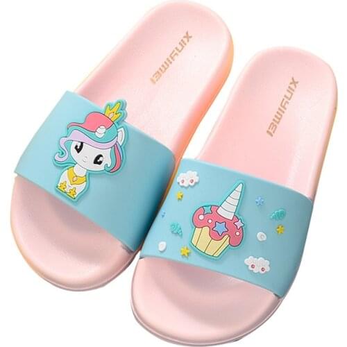 Rainbow Slippers for Kids Girl New Summer Boys Big Girls Beach Shoes Baby Toddler Soft Indoor Bathroom Slippers Flip Flops Light