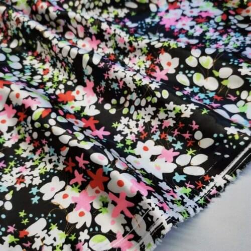 Fabric By Yard Soft Shirt Scarf Lining Material Polyester Charmeuse Satin Fabric Floral