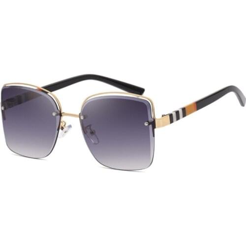 Veshion Frameless Luxury Stripe Sunglasses Men Women Fashion Shades UV400 Vintage Glasses