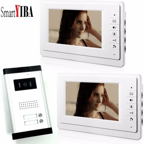 SmartYIBA 7" Apartment Wired Video Interphone Audio Intercom Door Bell Video Deurbel Intercom Door System For 2 Units Rooms
