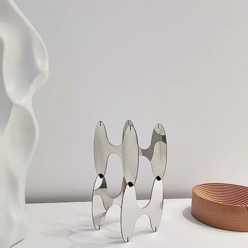 Medieval Style Mirror Combination Metal Sculpture Geometric Acrylic Art Installation Home Decoration Creative Ornaments