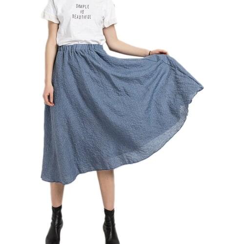 AZUE Womens Bohemian Style High Waist Cotton Pleated Long Maxi Skirt Flowy Beach Skirt Summer Skirt