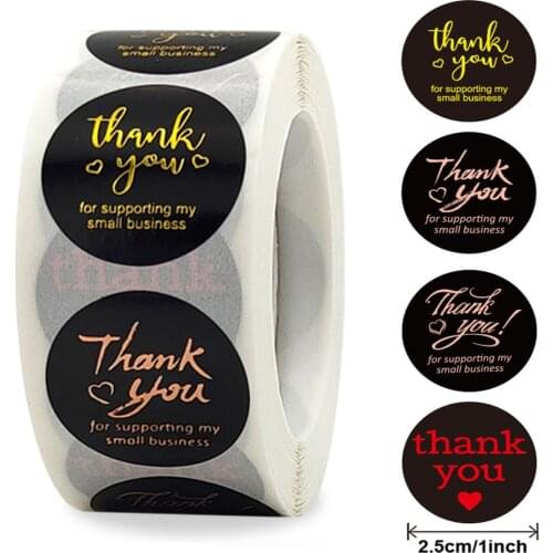 100-500pcs Red Love Bronzing Thank You Stickers Labels Paper Decoration Scrapbook Sticker Sealing Stationery Supply