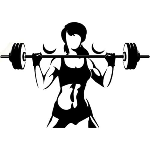 13.4CM*9.5CM Interesting Fitness Weightlifting Sports Silhouette Decoration Black/Silver Vinyl Car Sticker S9-1101